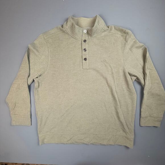 Tommy Bahama XXL Sage Green Ribbed Pullover Mock Neck Cotton Blend - Picture 1 of 7